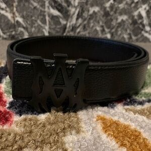 AMIRI Black Leather Belt with Signature Buckle